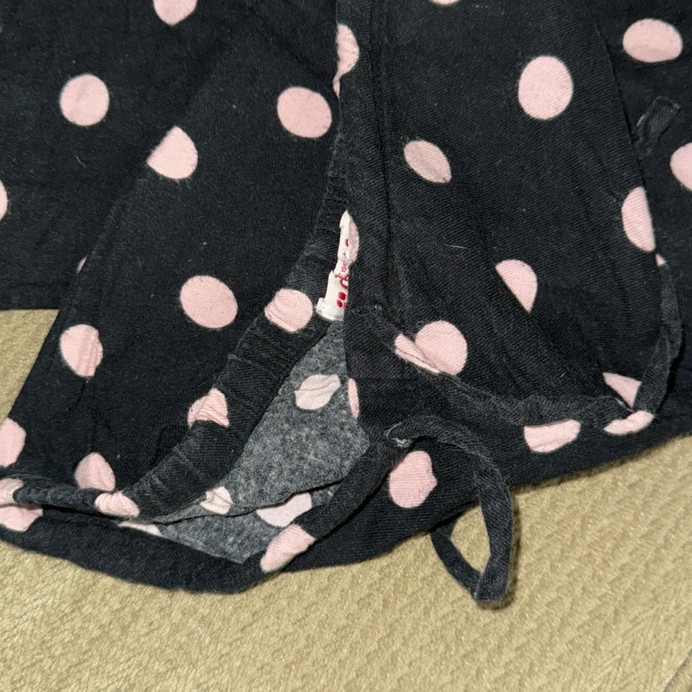 Dearfoams black & pink polka dot pajama pj set button down top pants Sz small - Picture 9 of 12